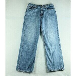 Lee Mens Jeans Blue Tag Size 36x34 (35x33) Relaxed Straight Medium Wash